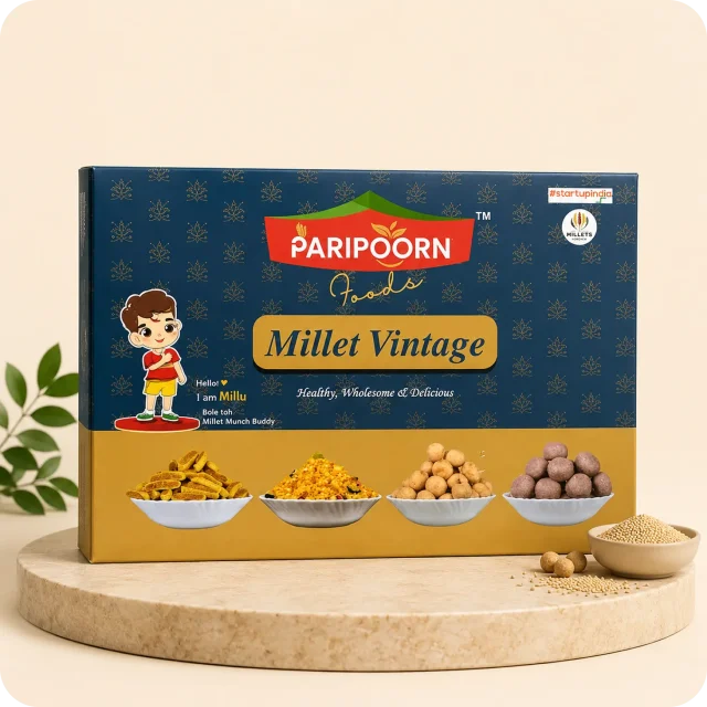Millet Vintage Combo of 4 (Bhakarwadi, Chivda, Trango, Ladu)